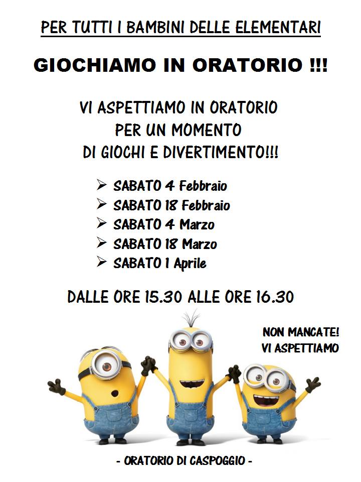 Giochiamo in oratorio! 5 sabati di gioco per i bambini delle elementari a Caspoggio